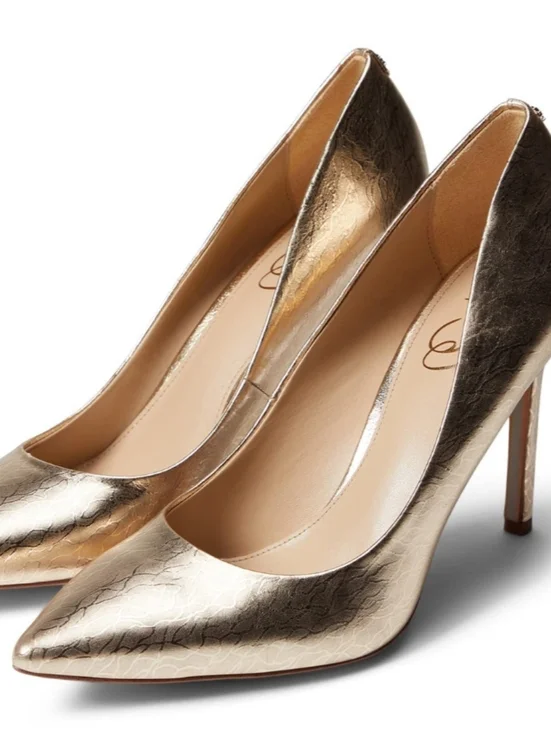 Sam Edelman Hazel Pointed Toe Pumps In Gold Leaf Size 8.5M - Picture 3 of 8